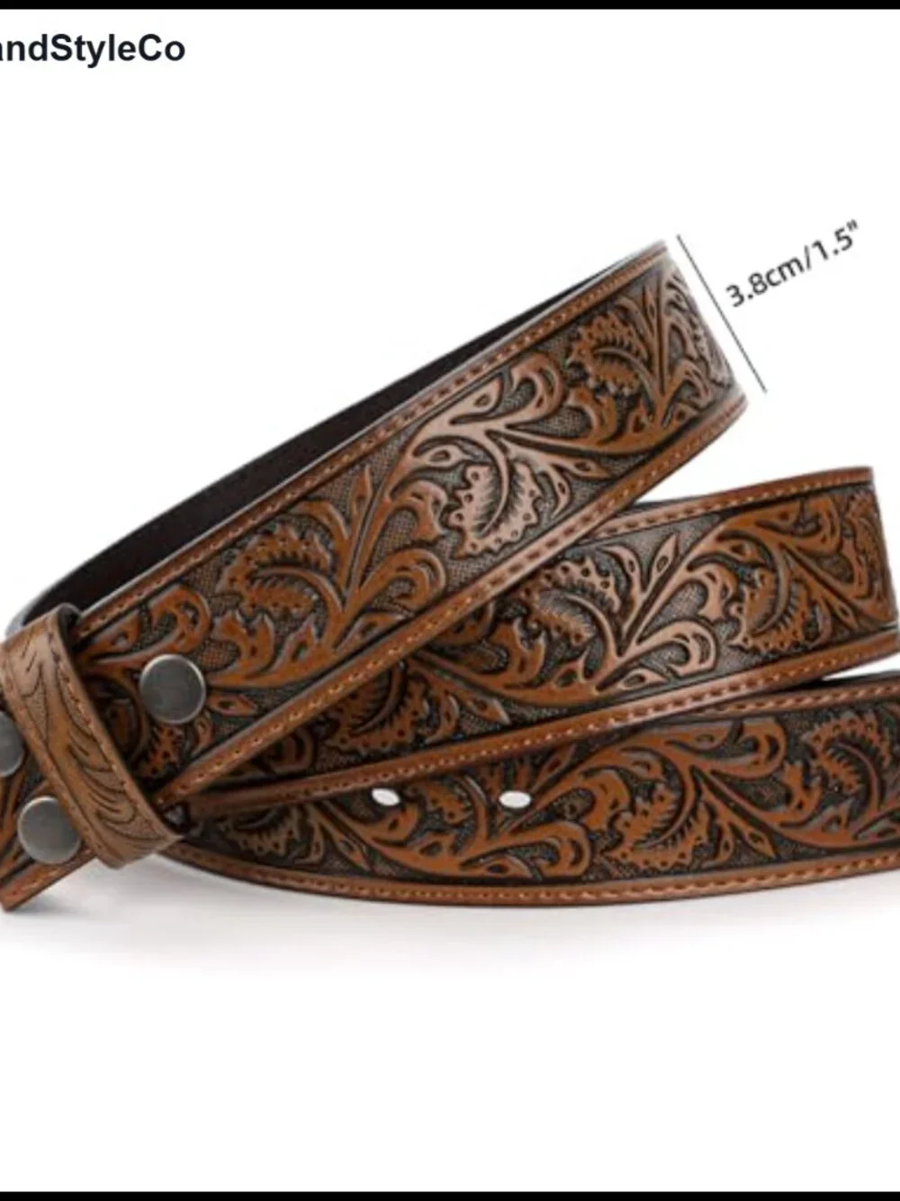 Men's Western Cowboy Leather Belt Strap 1.5
